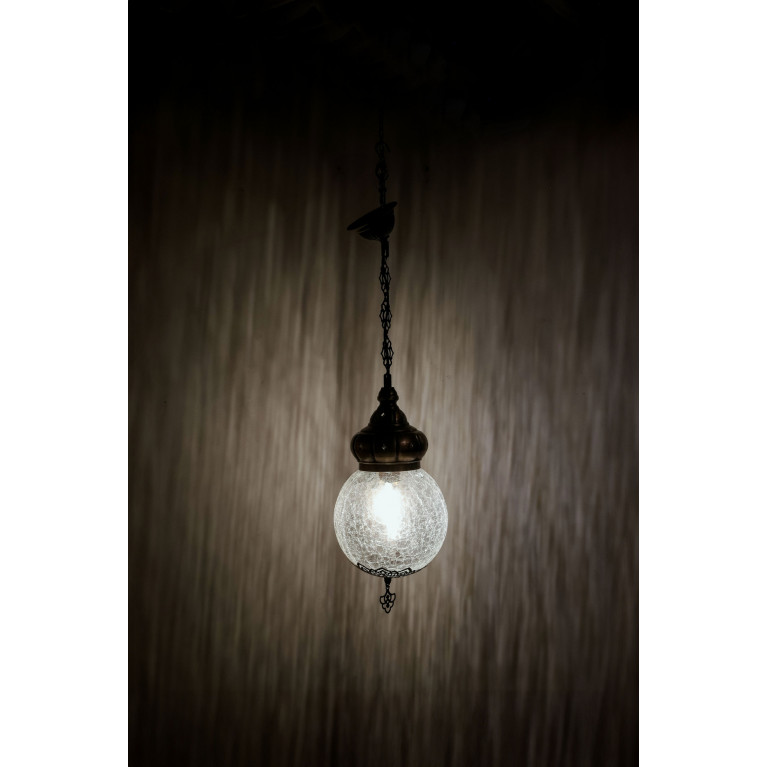 Hanging lamp 60 cm, blown glass, iron, diameter 20 cm